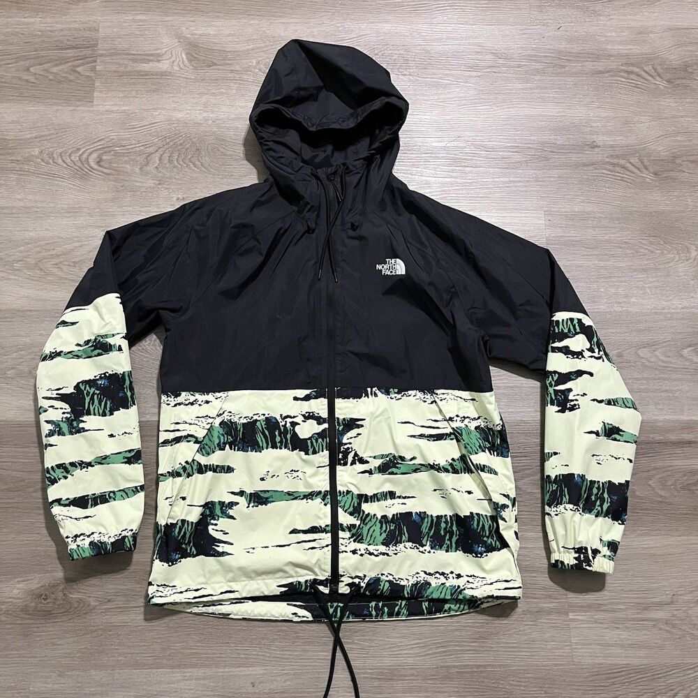 The North Face Antora Rain Jacket Mens Size Medium Black Camo Full Zip Hooded
